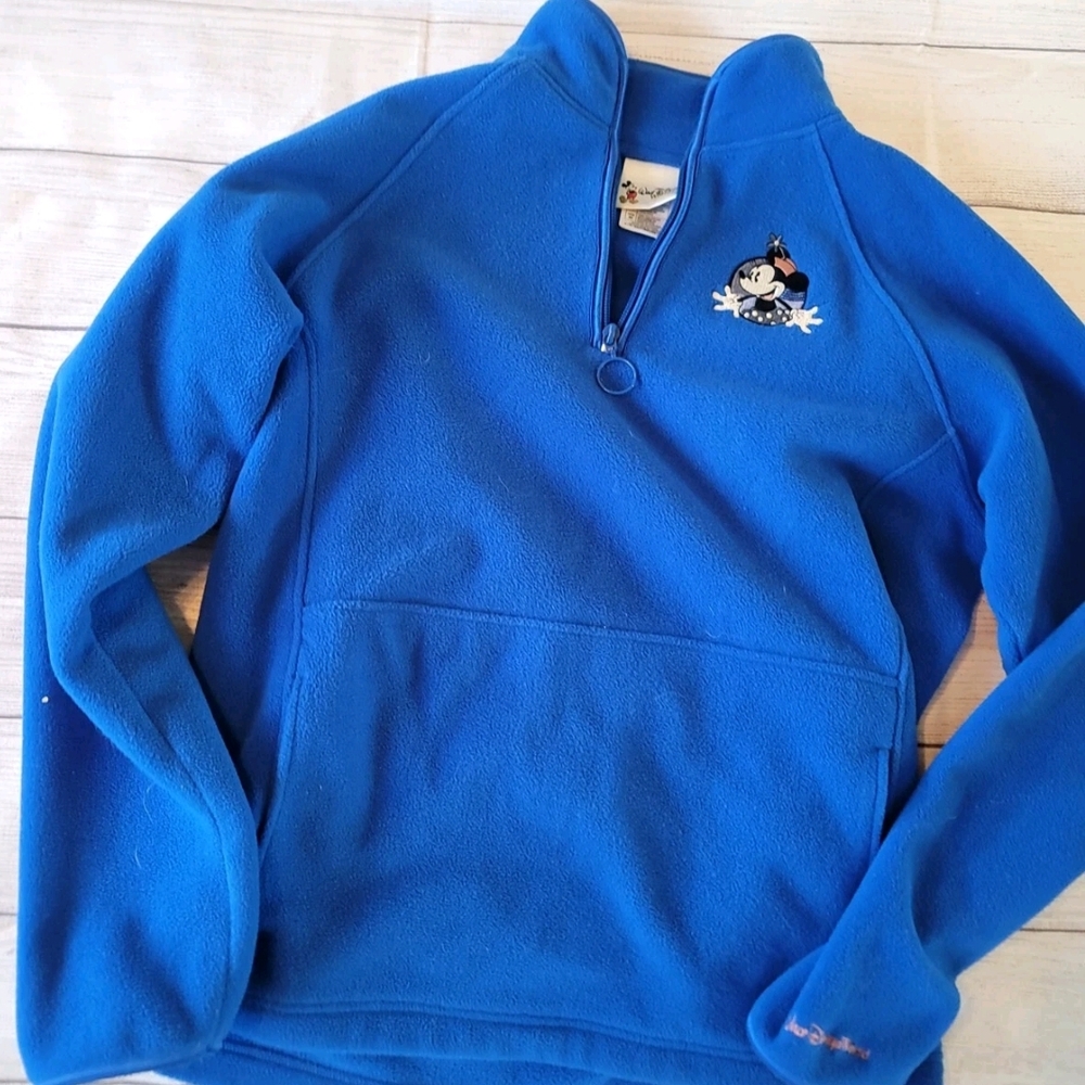 Disney Blue Zip-Up Men's Sweater with Mickey Embroidery